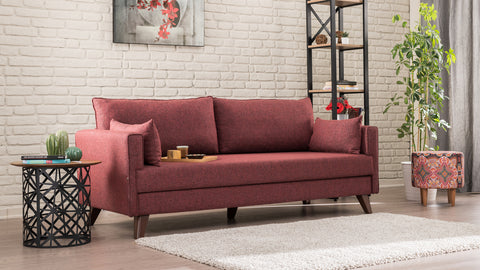 Bella  Claret Red 3-Seater Sofa Bed - | Large Pull-Out Couch for Guests