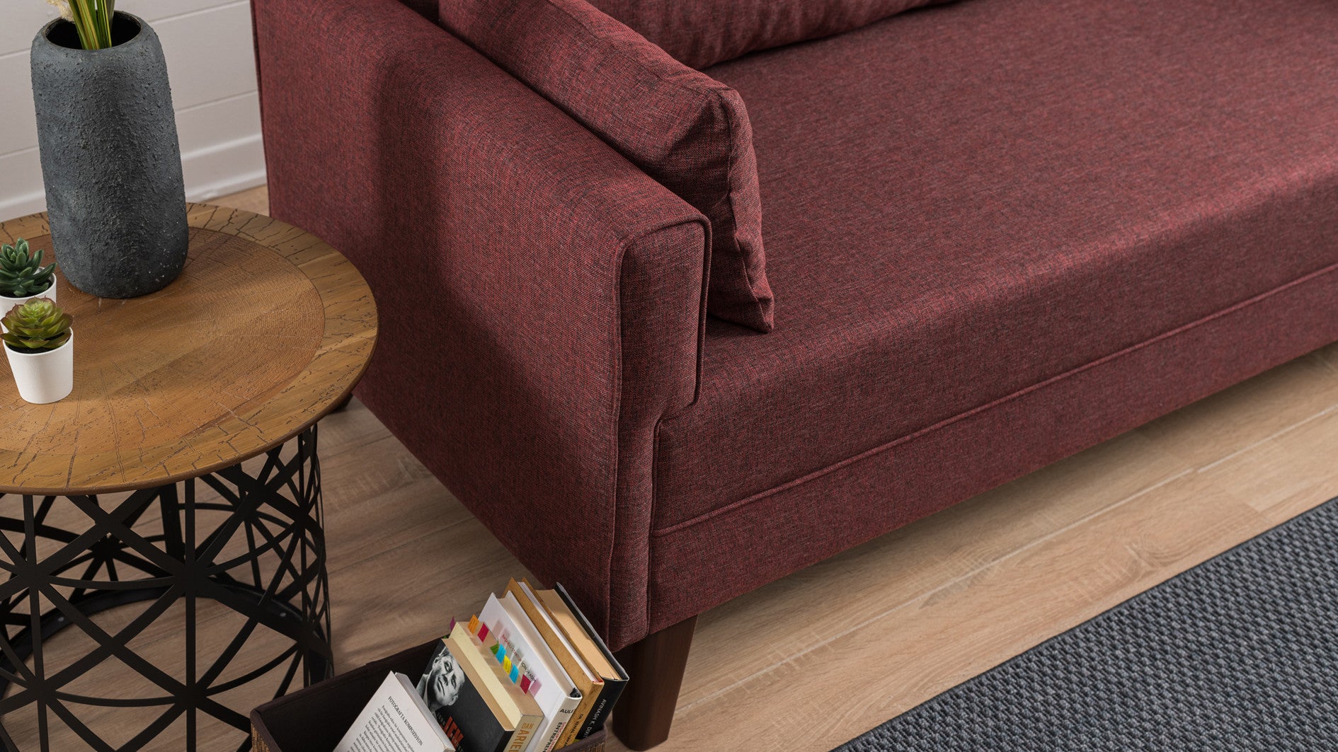 Bella  Claret Red 3-Seater Sofa Bed - | Large Pull-Out Couch for Guests