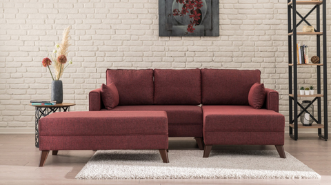 Bella – Claret Red L Shaped Corner Sofa Bed | Modular Sectional