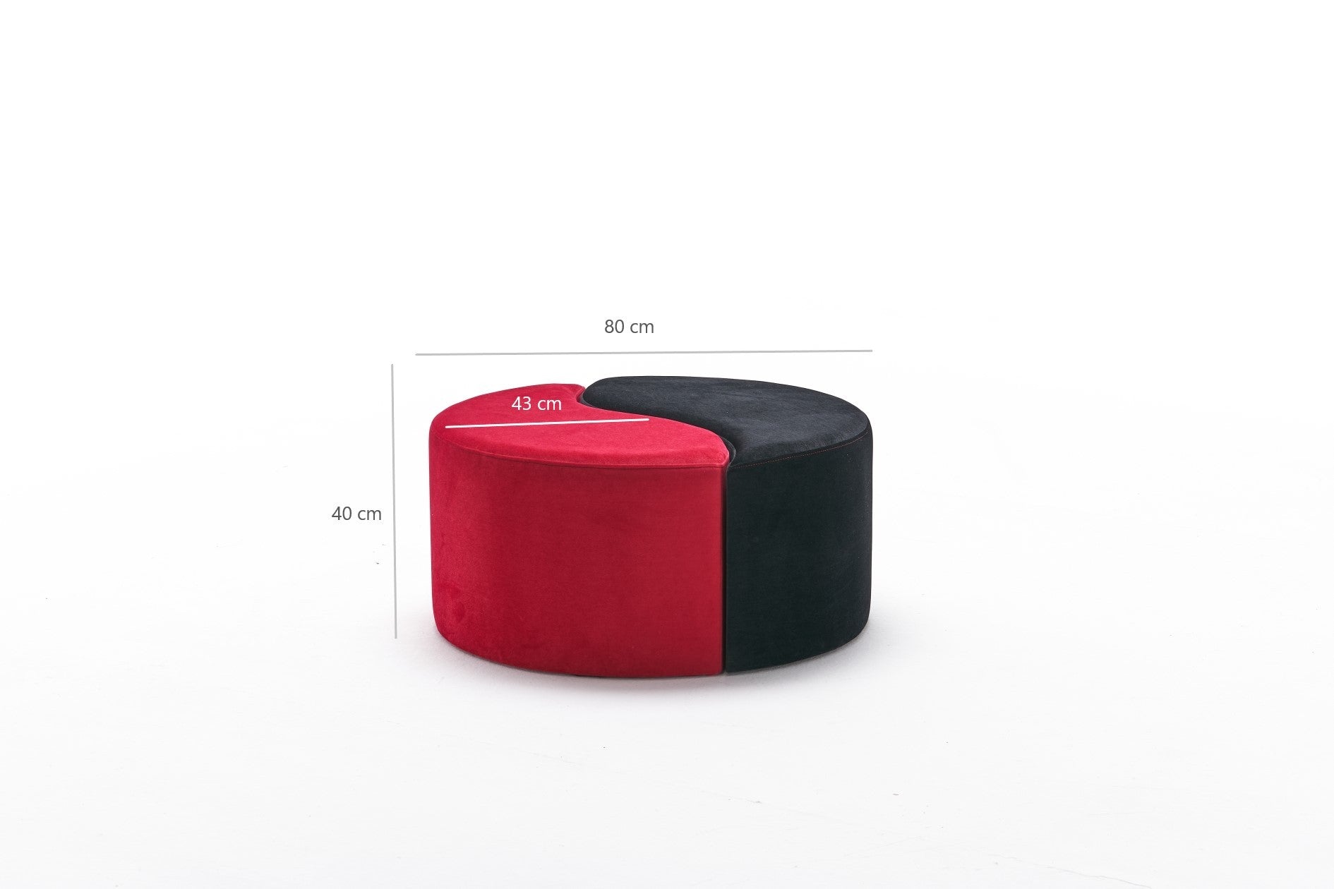Alis Puf| Black Red Pouffe – Modern Upholstered Ottoman