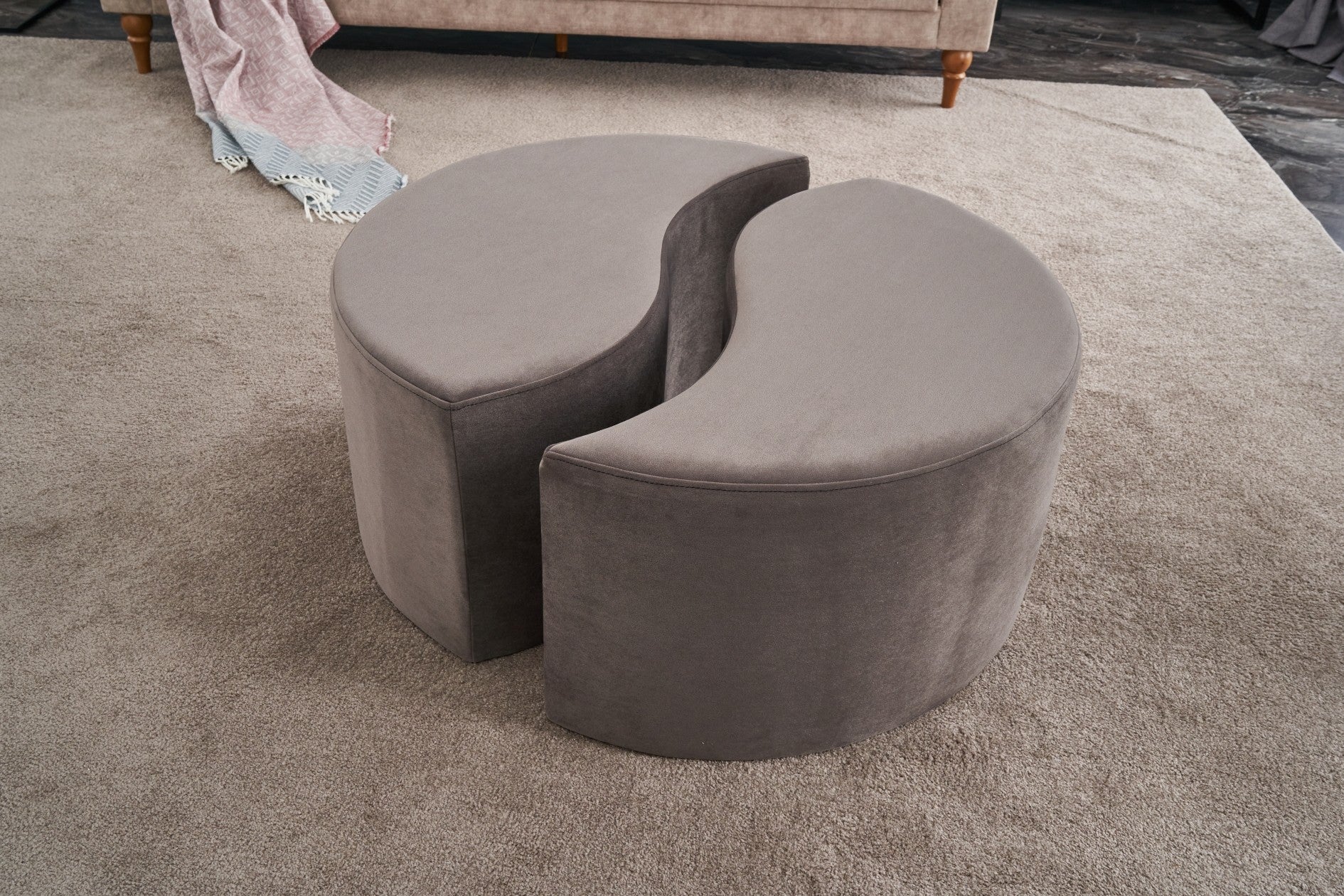 Alis Puf | Mink Pouffe – Modern Upholstered Ottoman