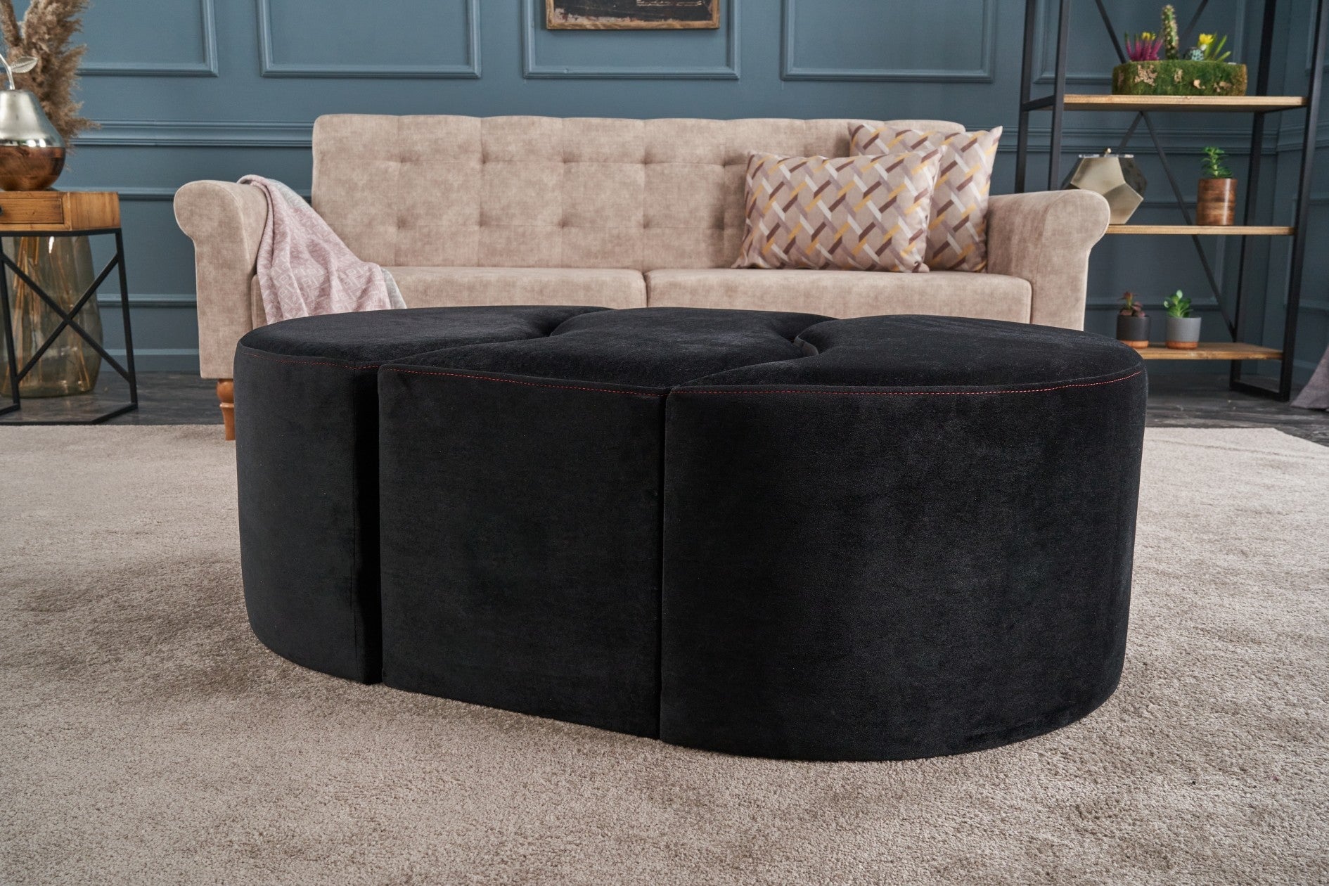 Alya Puf  | Anthracite
Pink Pouffe – Modern Upholstered Ottoman