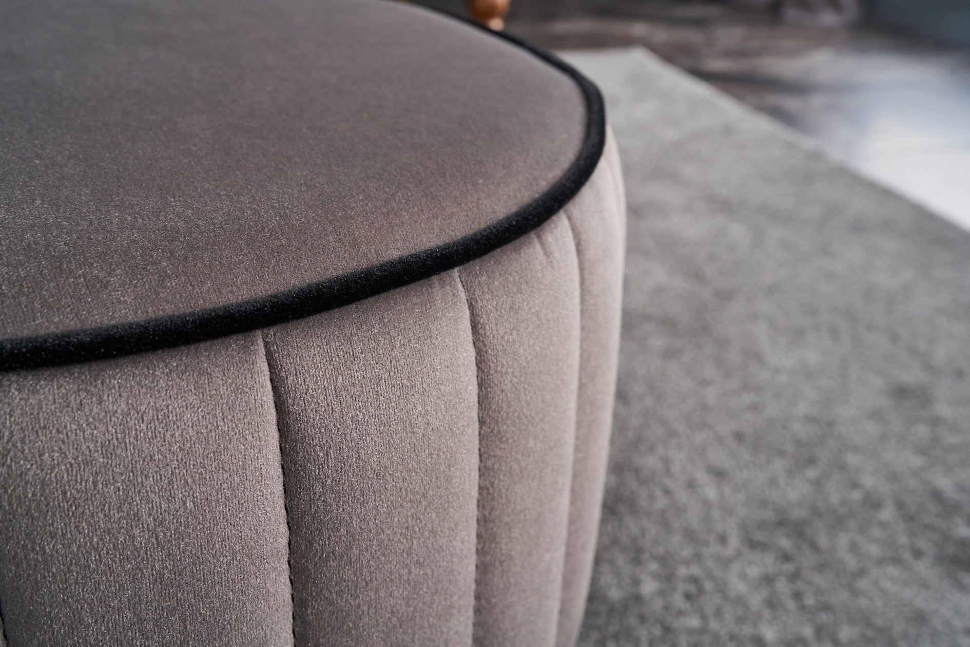 ROSE PUF  Grey Pouffe – Modern Upholstered Ottoman