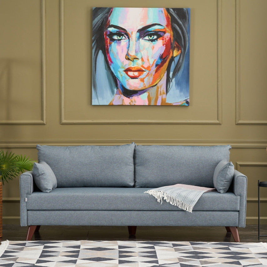 Bella Blue fabric 3 Seater Sofa | Comfortable 3 persons couch