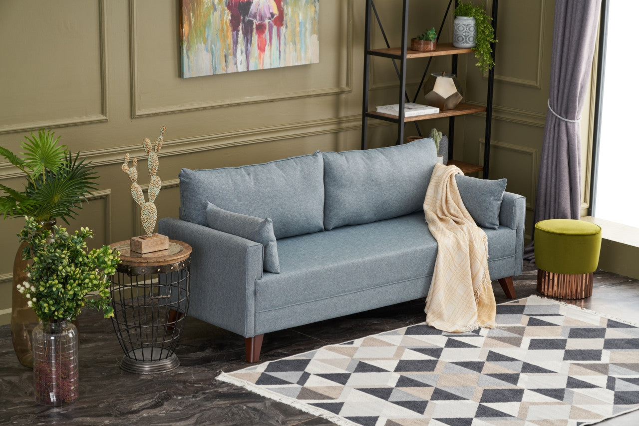 Bella Blue fabric 3 Seater Sofa | Comfortable 3 persons couch