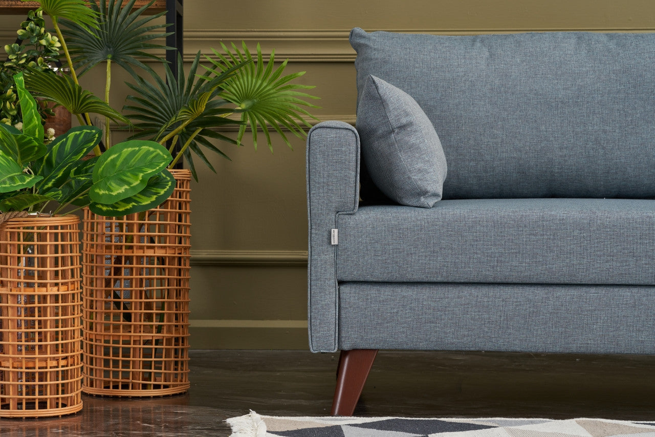 Bella Blue fabric 3 Seater Sofa | Comfortable 3 persons couch