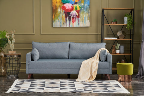 Bella  Blue 3-Seater Sofa Bed - | Large Pull-Out Couch for Guests