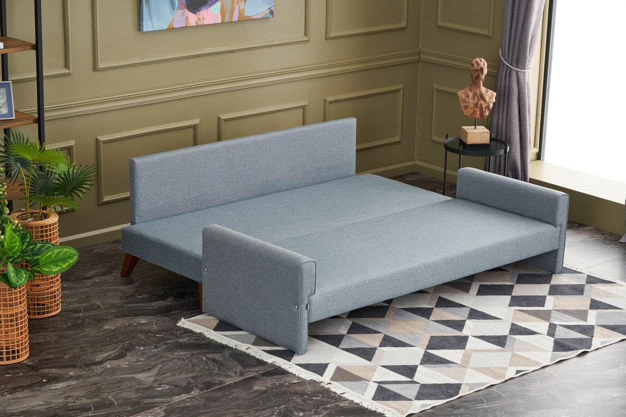 Bella  Blue 3-Seater Sofa Bed - | Large Pull-Out Couch for Guests