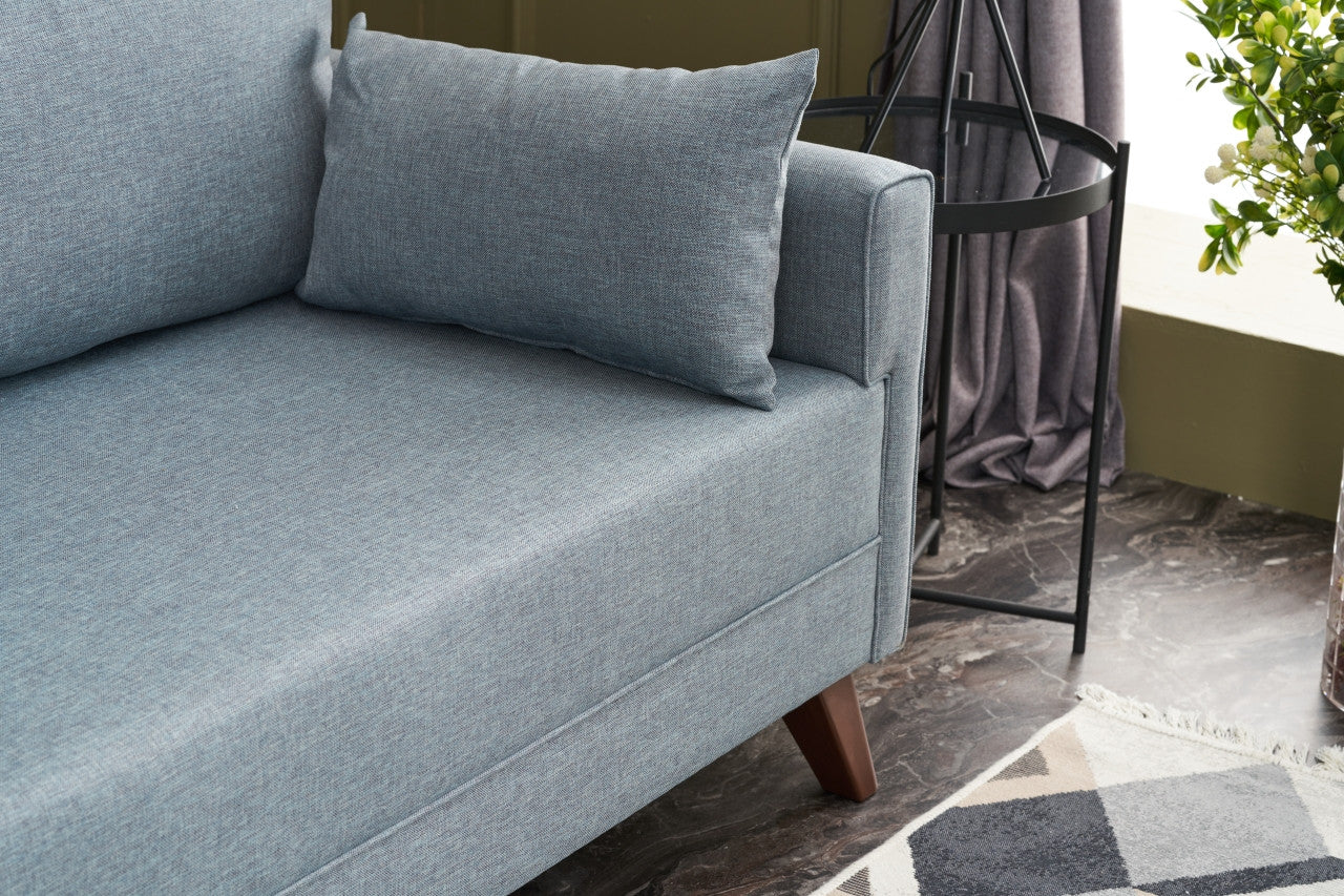 Bella  Blue 3-Seater Sofa Bed - | Large Pull-Out Couch for Guests