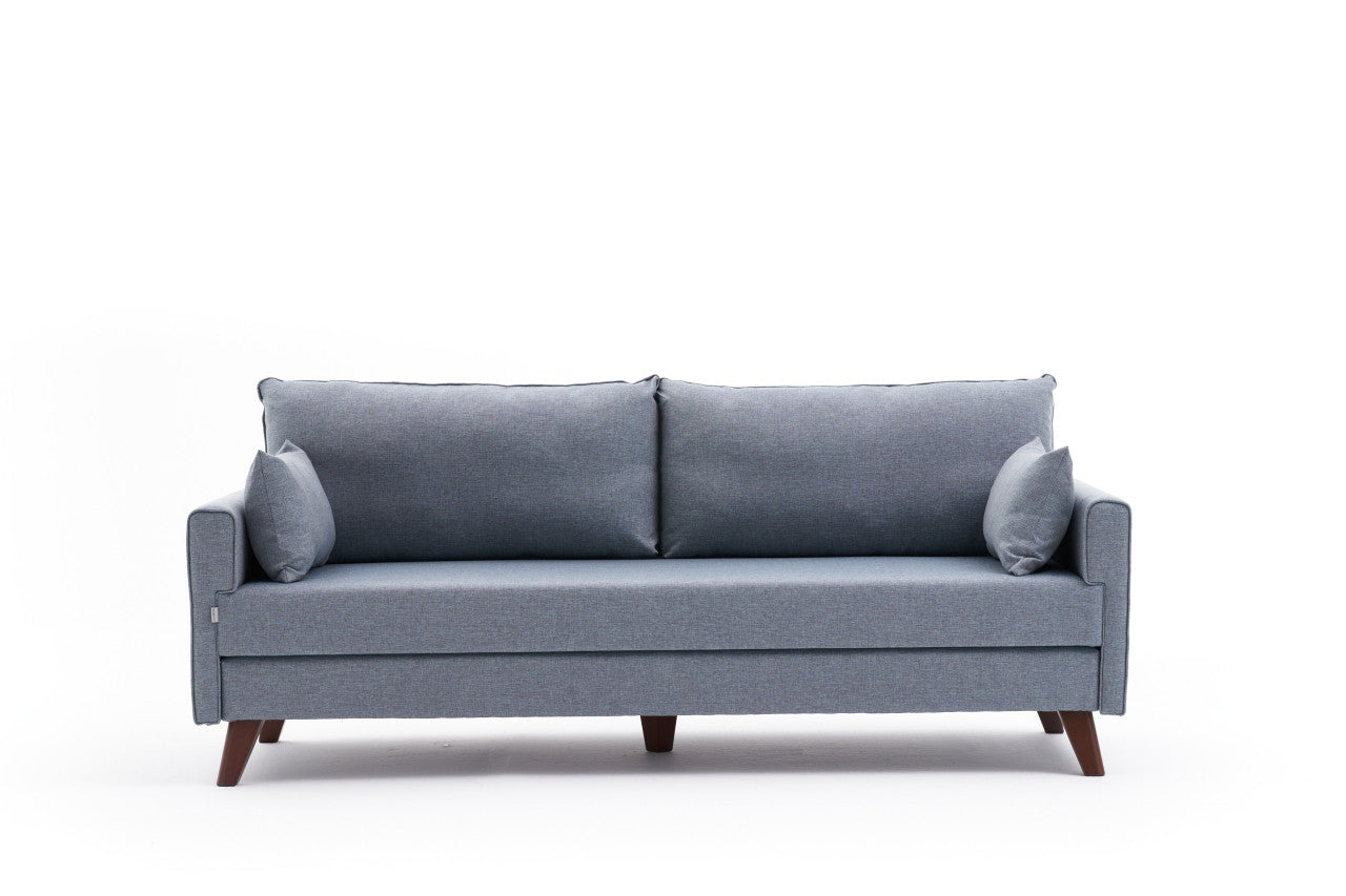 Bella  Blue 3-Seater Sofa Bed - | Large Pull-Out Couch for Guests