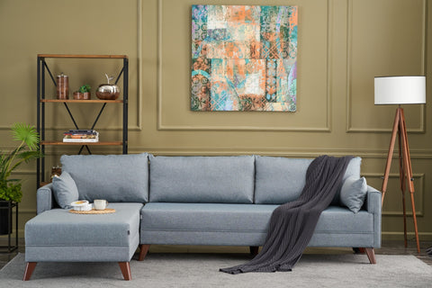 Bella – Blue L Shape Corner Sofa | Designer Sectional for Living Room