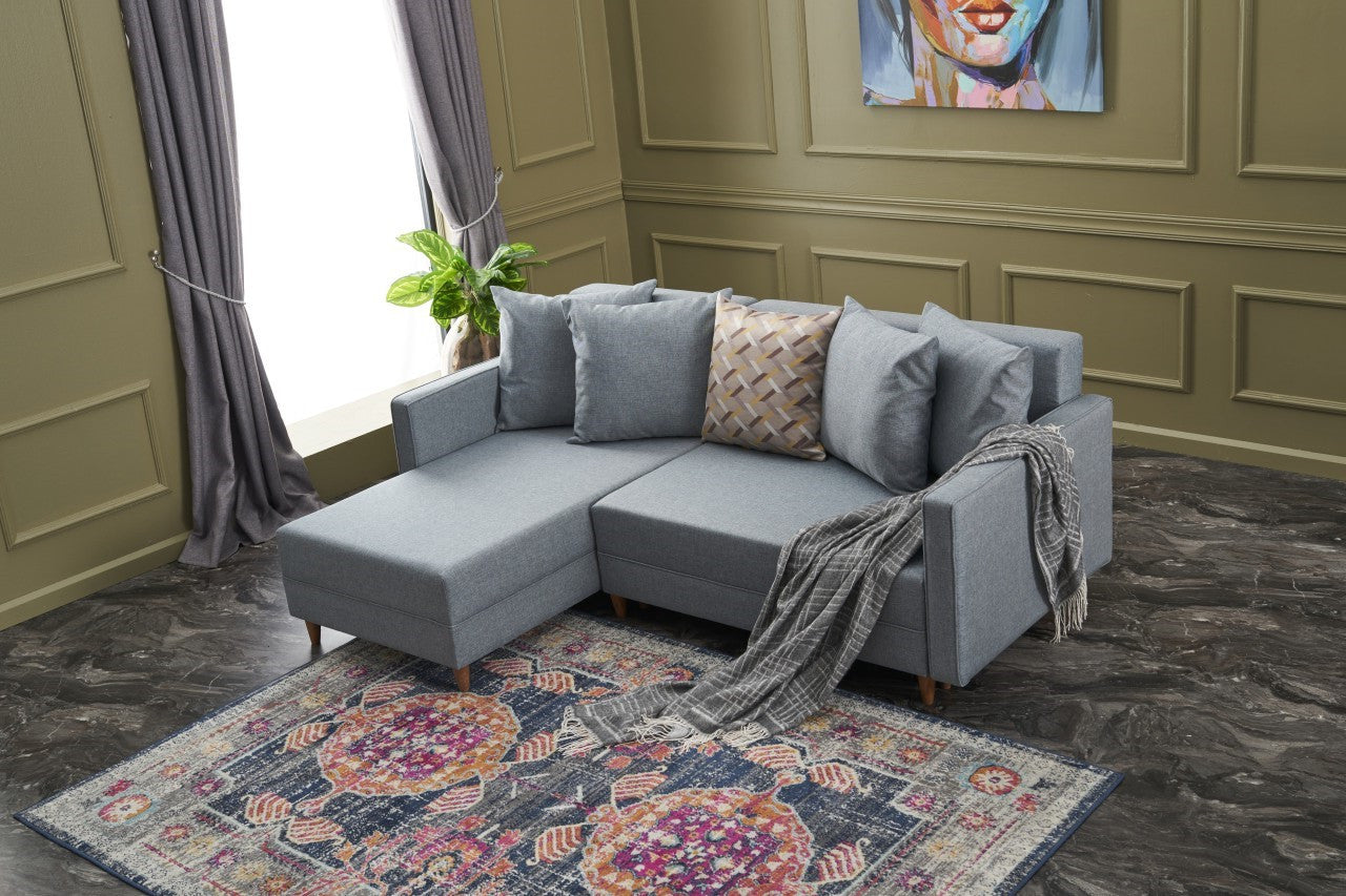 Aydam – Blue L Shaped Corner Sofa Bed | Modular Sectional