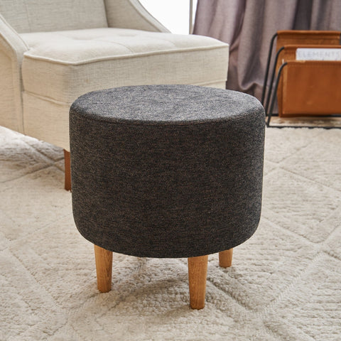 Findik Gabbana - Anthracite Copper Pouffe – Modern Upholstered Ottoman