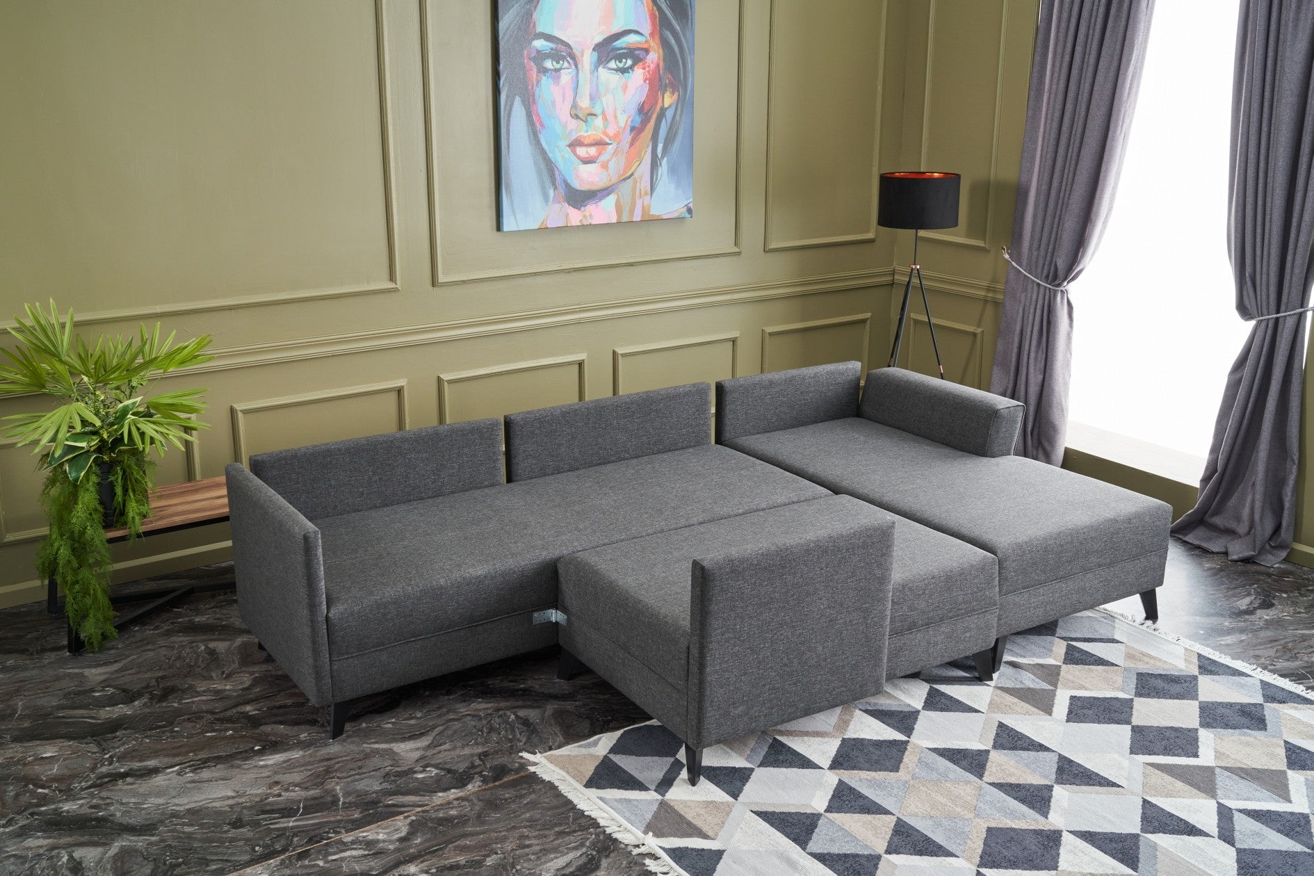 Eris – Anthracite L Shaped Corner Sofa Bed | Modular Sectional