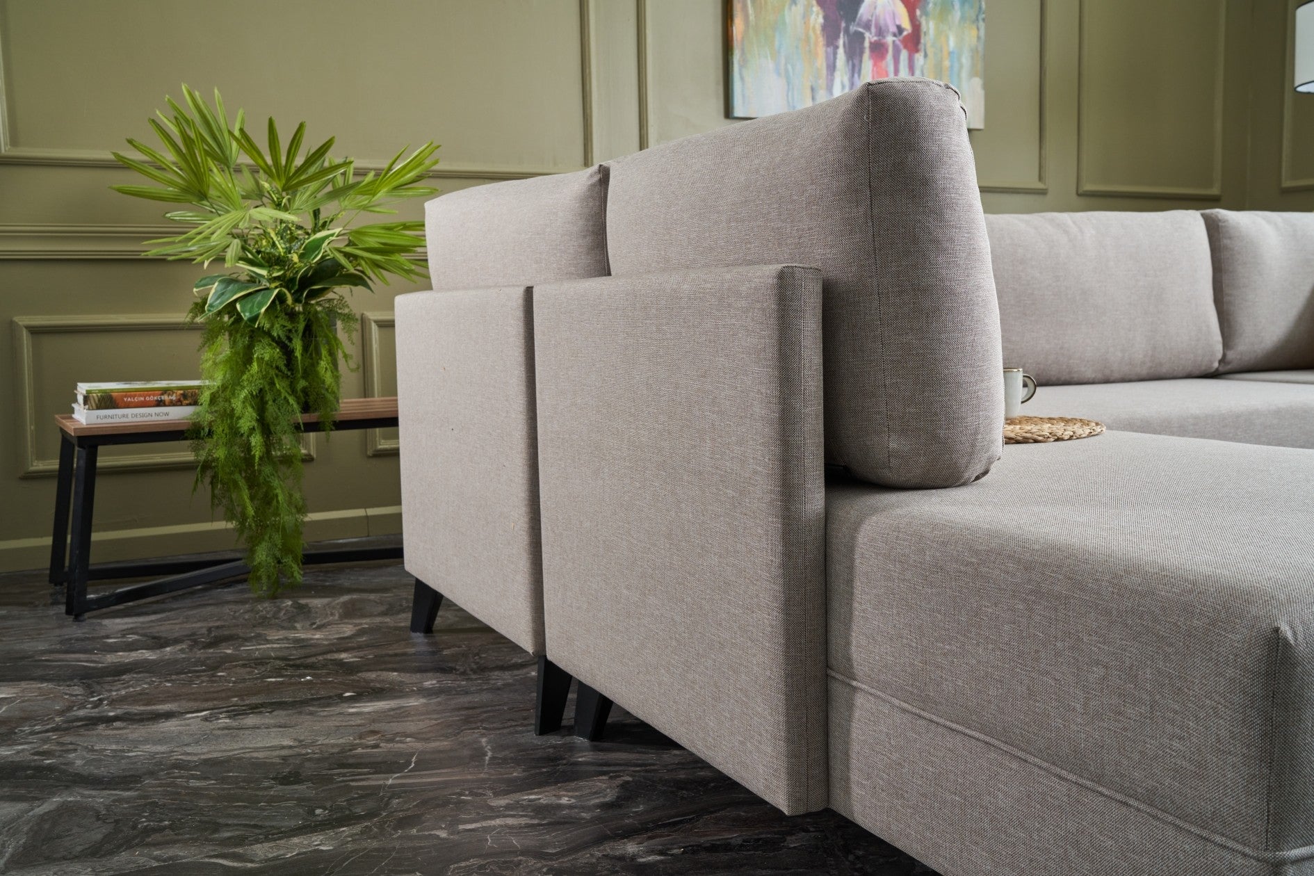 Efsun – Cream L Shaped Corner Sofa Bed | Modular Sectional