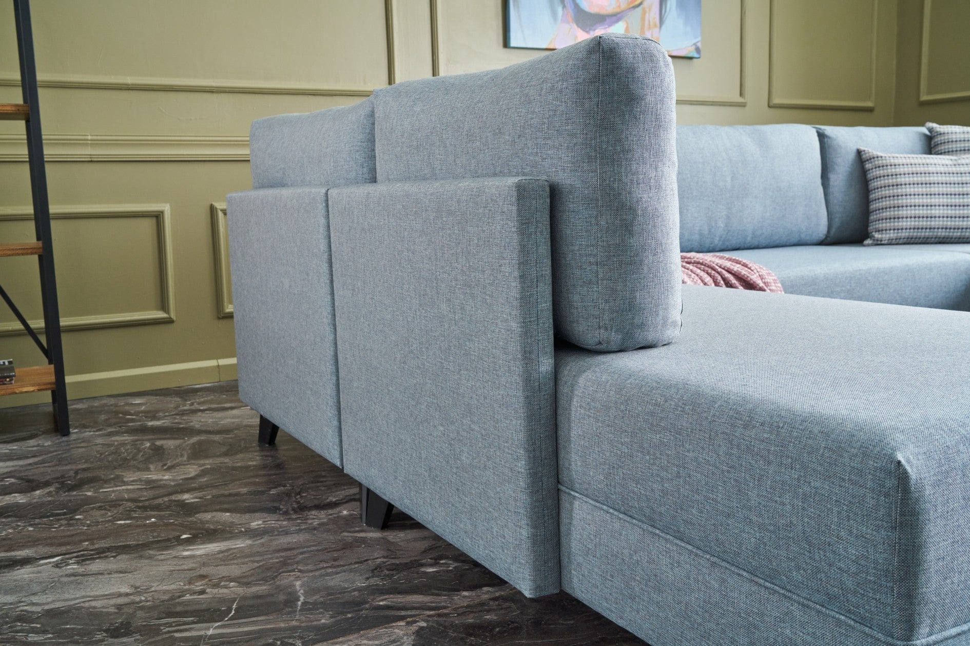 Efsun – Blue L Shaped Corner Sofa Bed | Modular Sectional