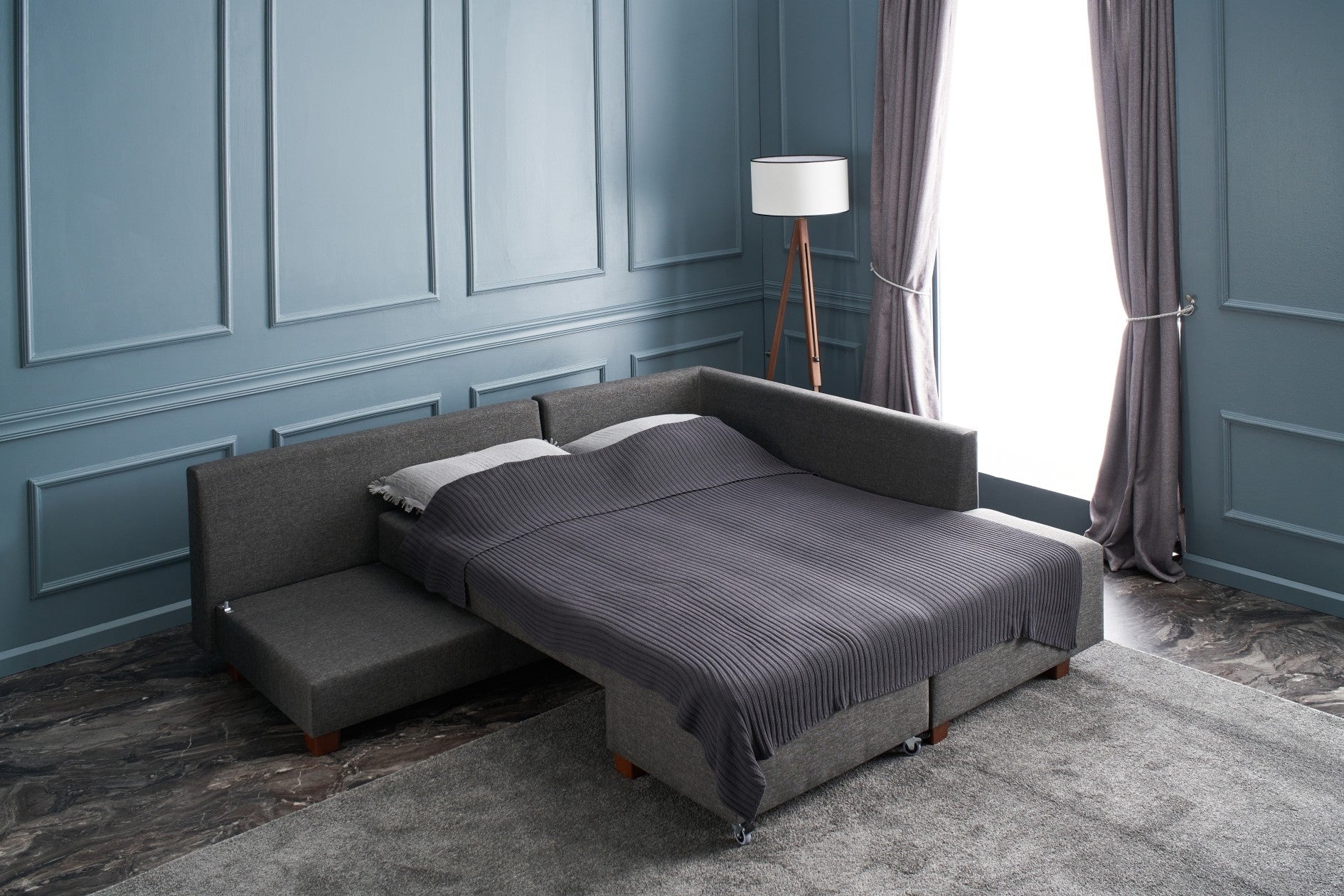 Manama – Anthracite L Shaped Corner Sofa Bed | Modular Sectional
