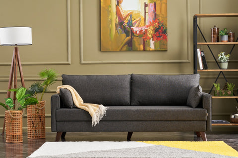 Bella  Anthracite 3-Seater Sofa Bed - | Large Pull-Out Couch for Guests