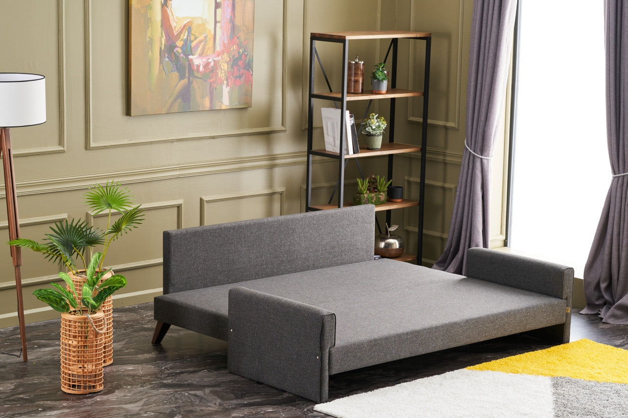 Bella  Anthracite 3-Seater Sofa Bed - | Large Pull-Out Couch for Guests