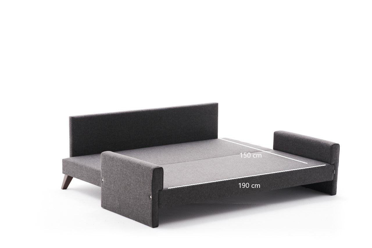 Bella  Anthracite 3-Seater Sofa Bed - | Large Pull-Out Couch for Guests