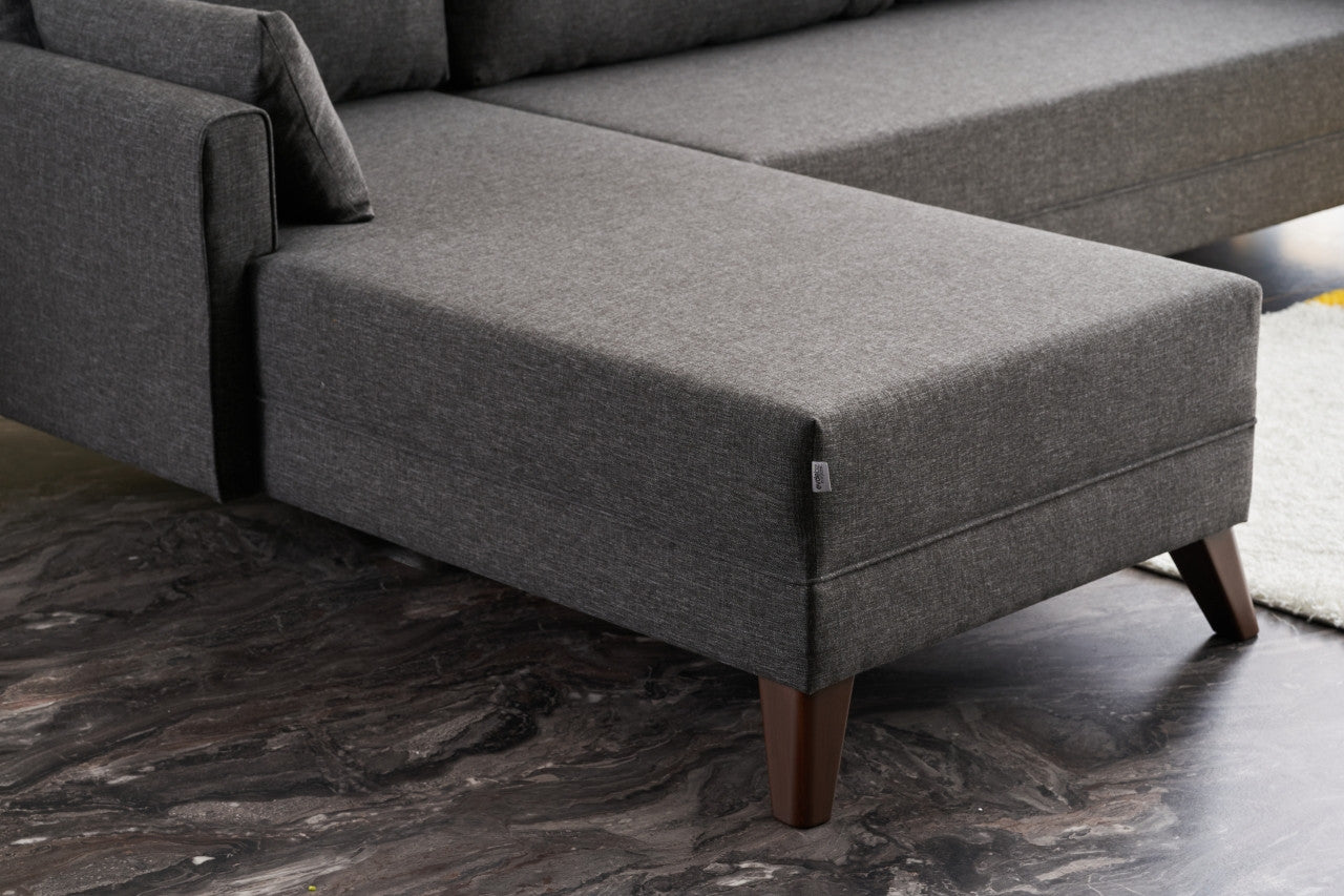 Bella – Anthracite L Shape Corner Sofa | Designer Sectional for Living Room
