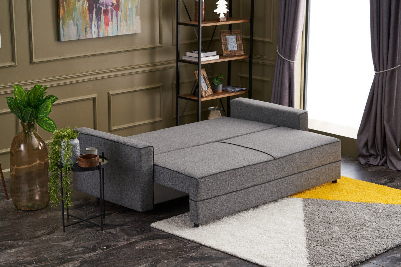 Ece - Grey 3-Seater Sofa Bed - | Large Pull-Out Couch for Guests