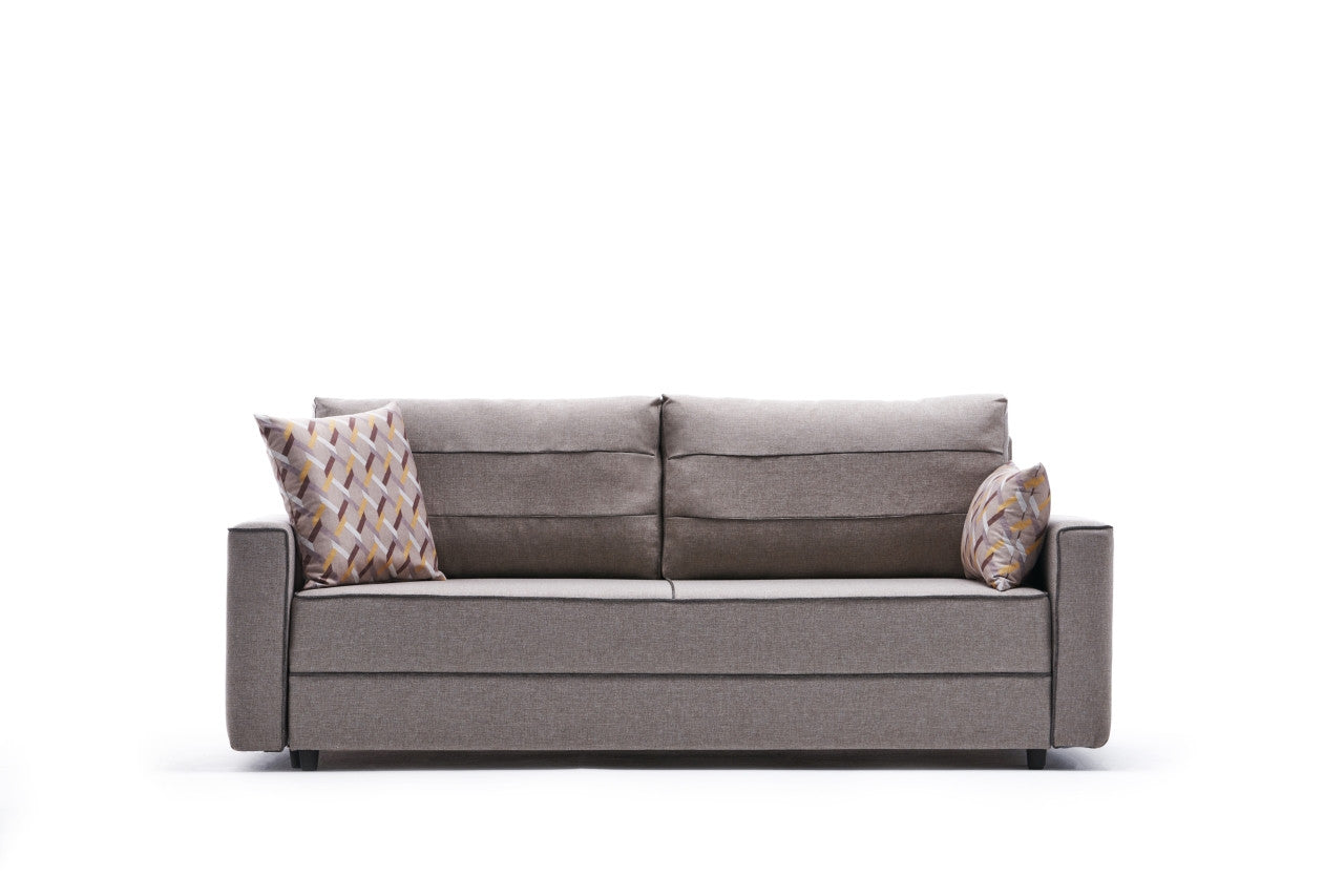 Ece - Cream 3-Seater Sofa Bed - | Large Pull-Out Couch for Guests
