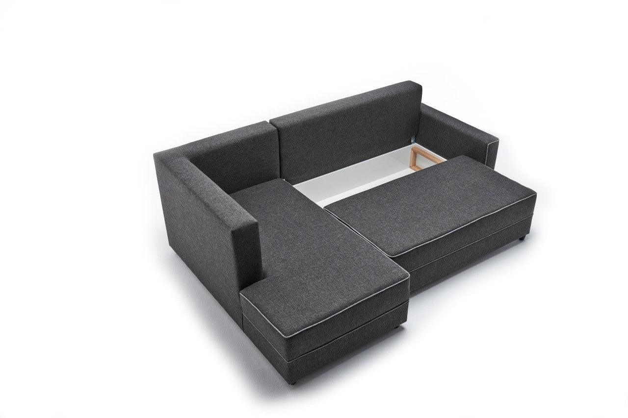 Ece – Anthracite L Shaped Corner Sofa Bed | Modular Sectional