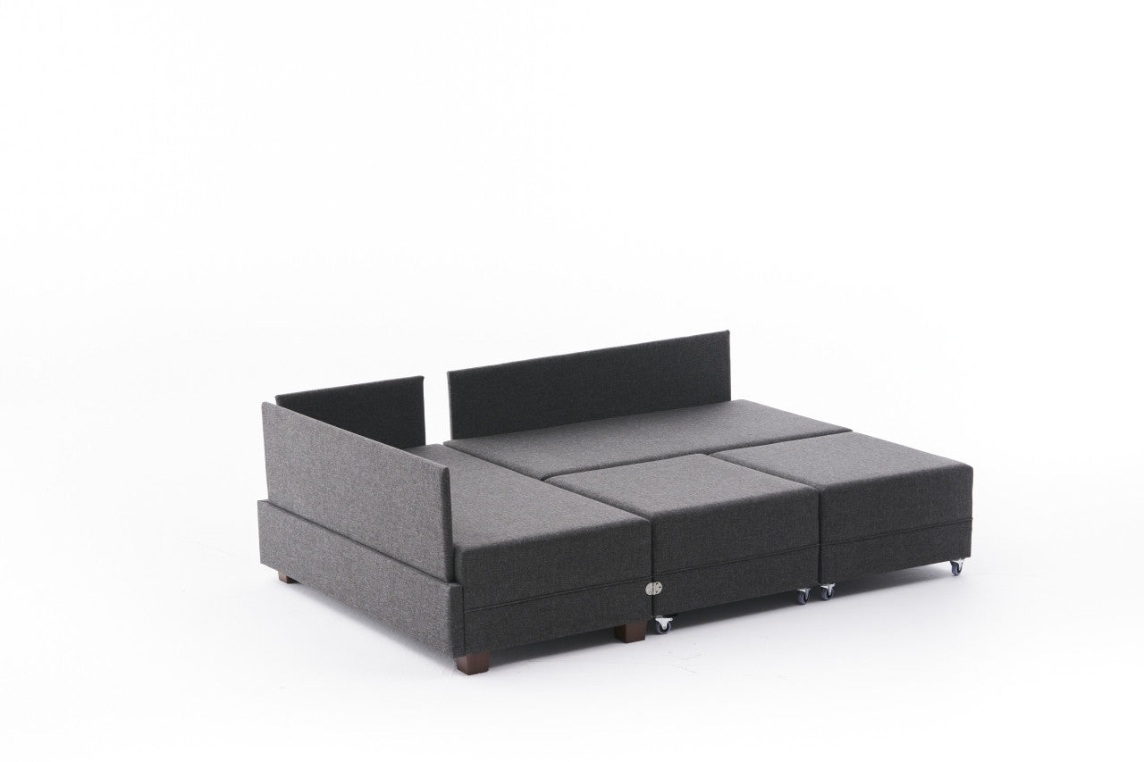 Fly – Anthracite L Shaped Corner Sofa Bed | Modular Sectional