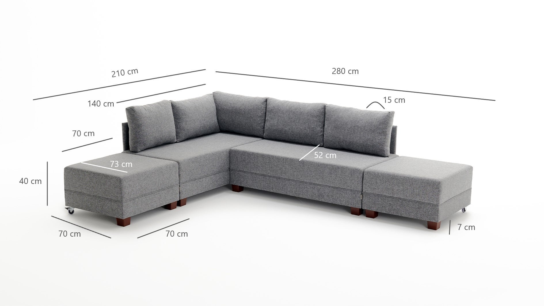 Fly – Blue L Shaped Corner Sofa Bed | Modular Sectional