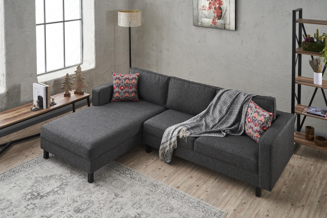 Kale – Anthracite L Shape Corner Sofa | Designer Sectional for Living Room