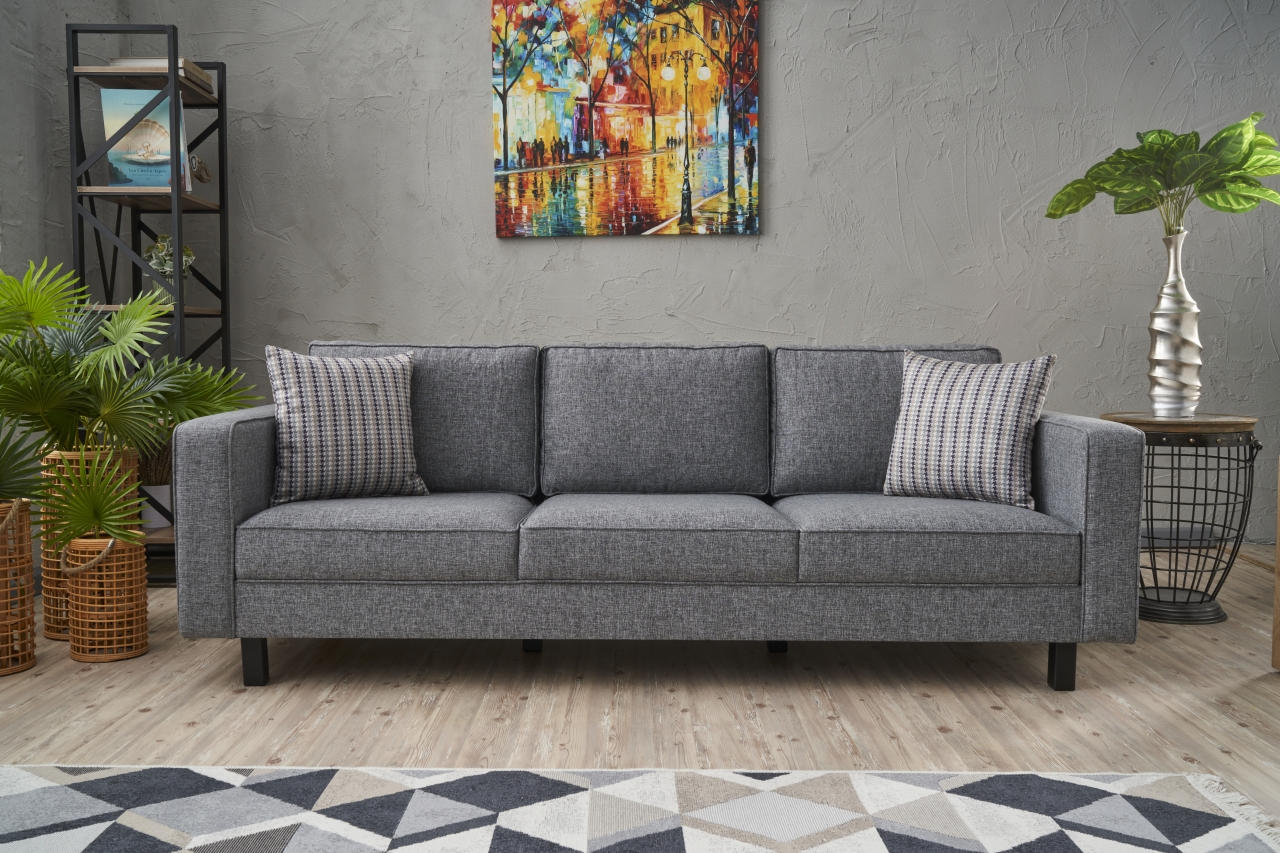 Kale Grey 3 Seater Sofa Comfortable Modern Couch for Family