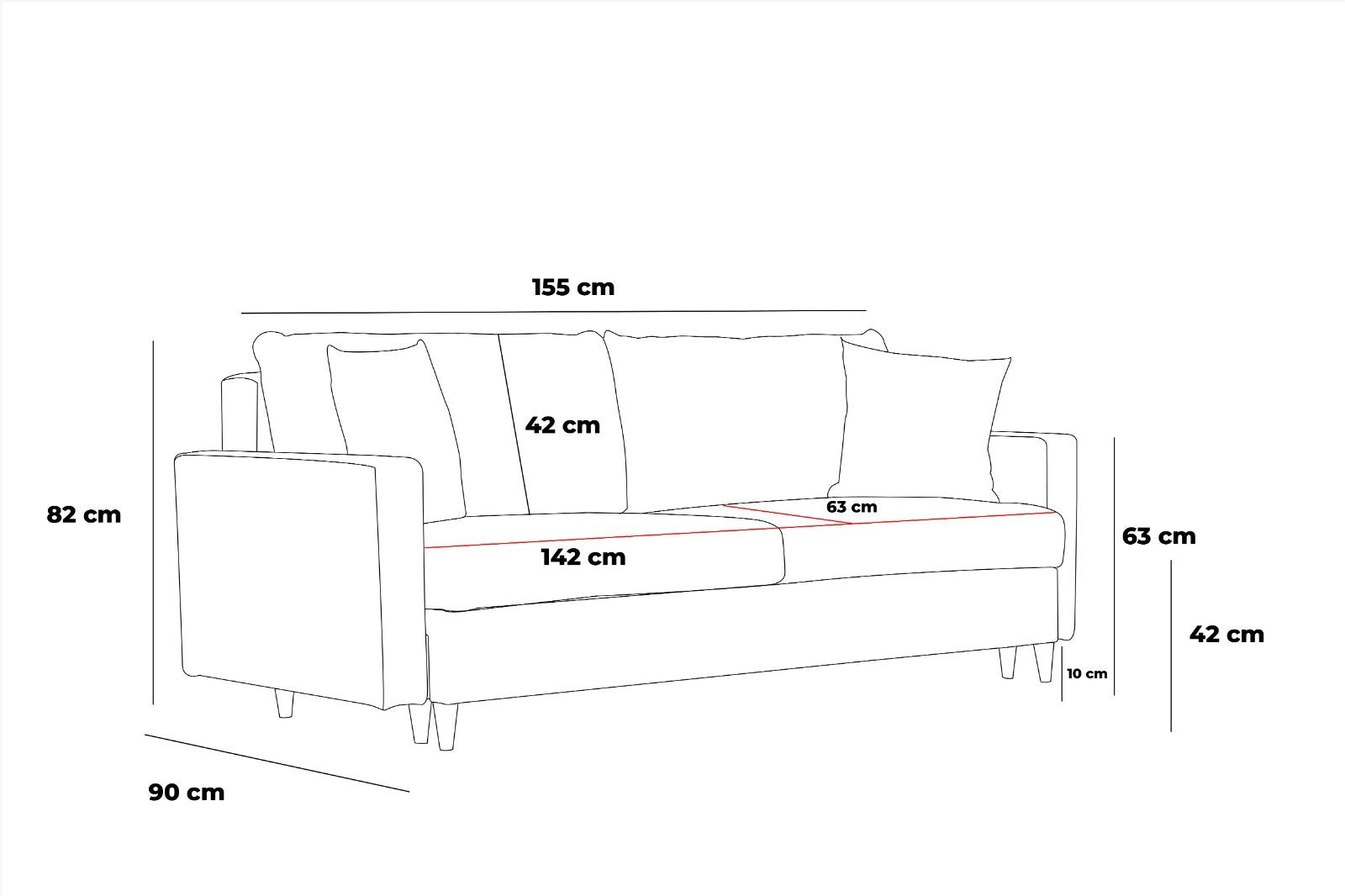 Eva – Anthracite 2 Seater Sofa | Compact Modern Couch for Two