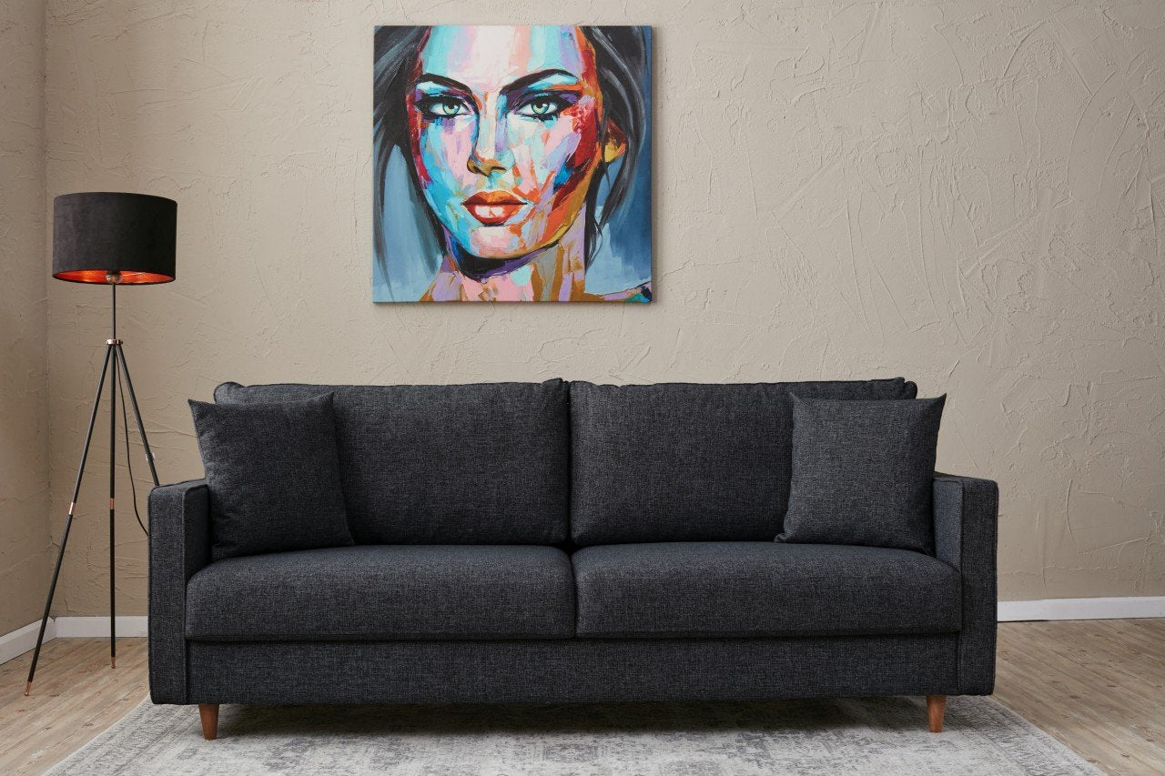 Eva  3 Seater Sofa Anthracite fabric | Comfortable washable sofa