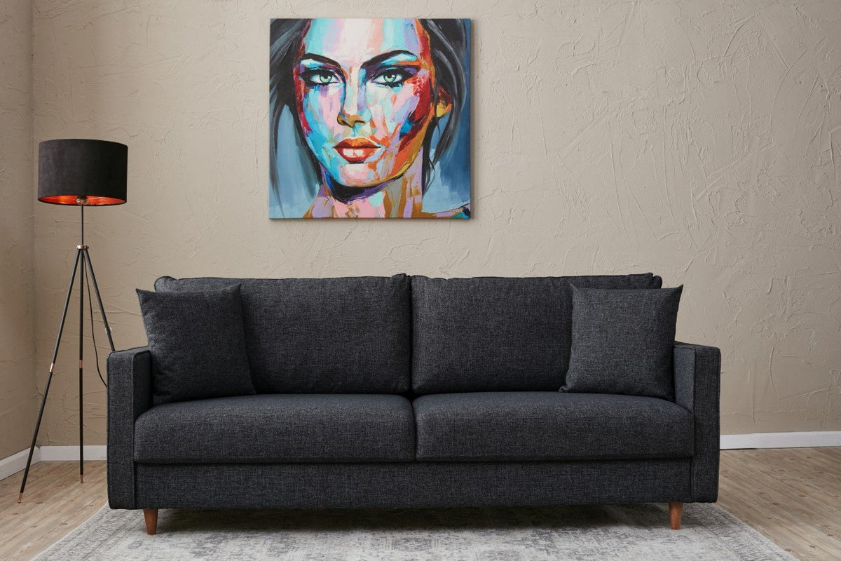 Eva 3 Seater Sofa Anthracite fabric Comfortable washable sofa
