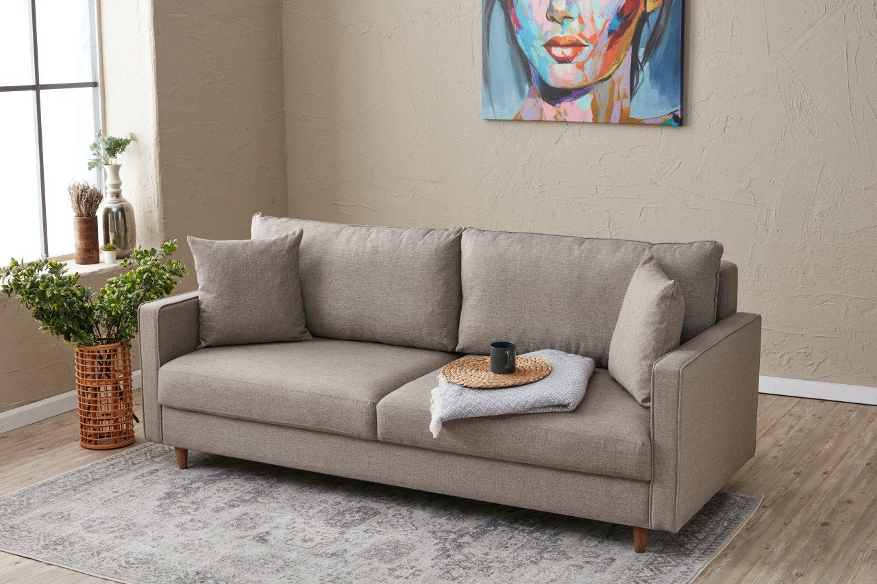 Eva  Cream  fabric 3 Seater Sofa | Comfortable Modern Couch