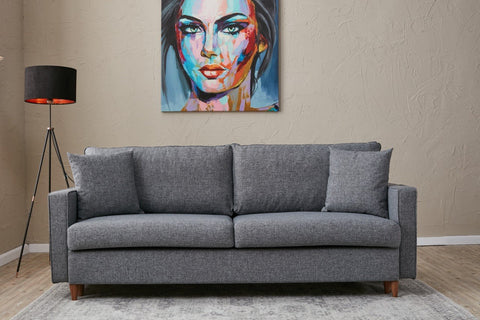 Eva - Grey 3-Seater Sofa Bed - | Large Pull-Out Couch for Guests