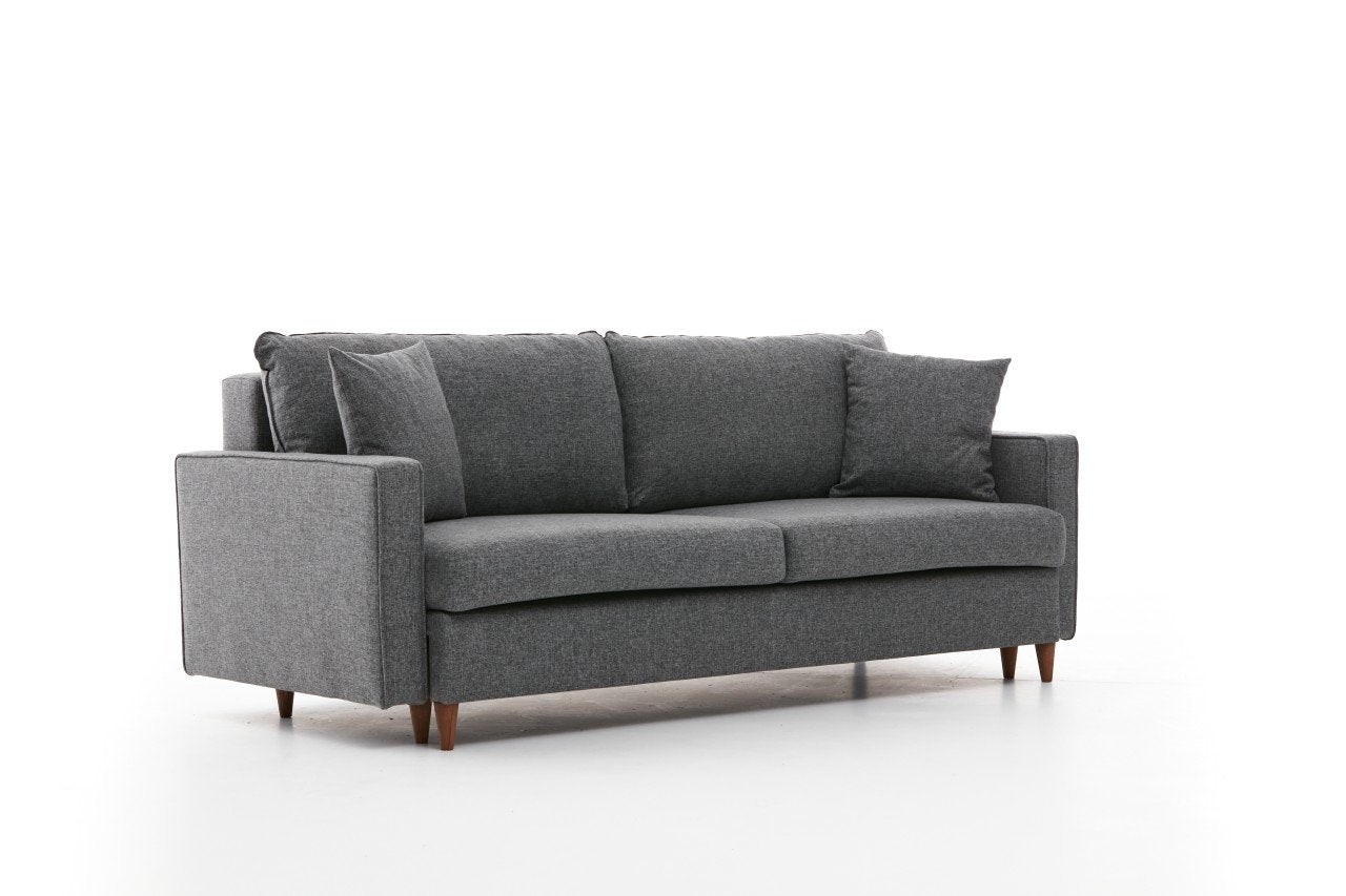 Eva - Grey 3-Seater Sofa Bed - | Large Pull-Out Couch for Guests