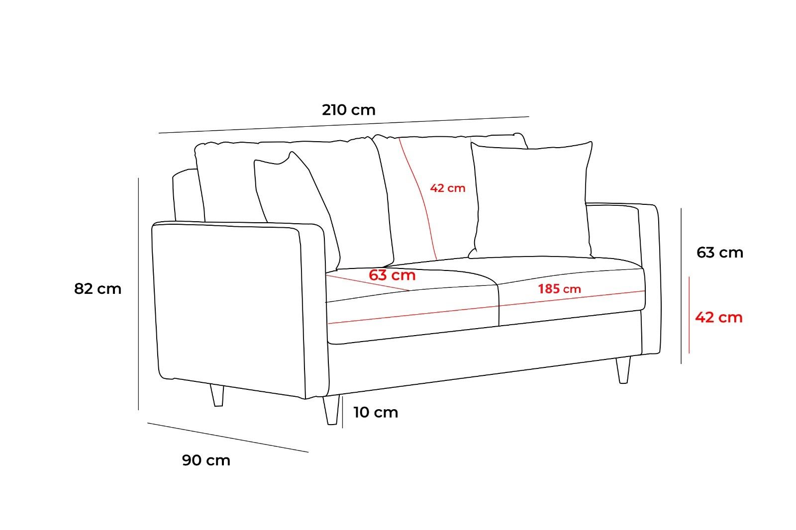 Eva - Anthracite 3-Seater Sofa Bed - | Large Pull-Out Couch for Guests