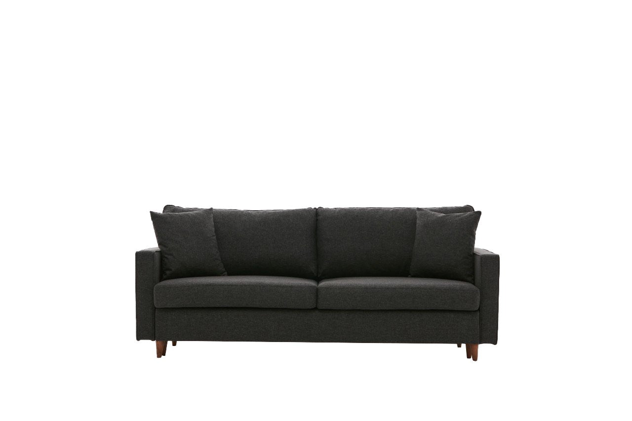 Eva - Anthracite 3-Seater Sofa Bed - | Large Pull-Out Couch for Guests