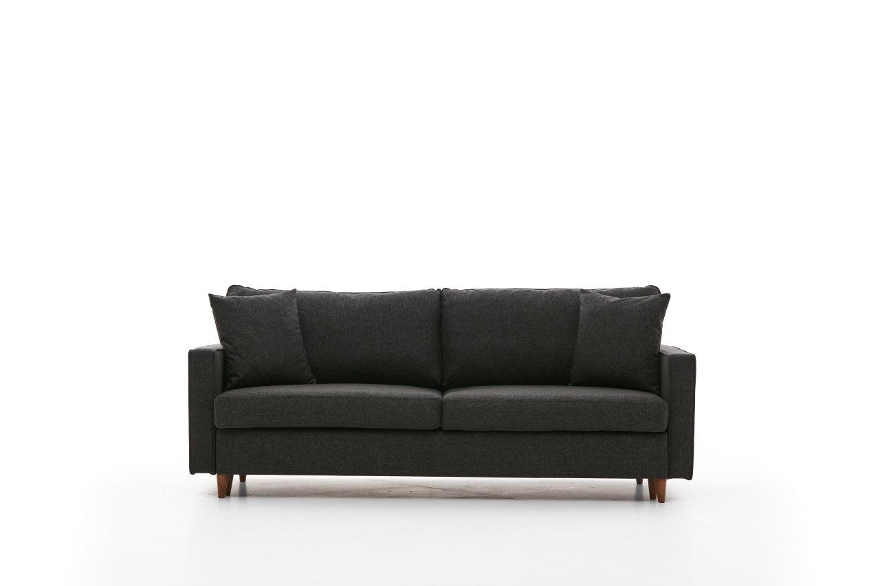 Eva - Anthracite 3-Seater Sofa Bed - | Large Pull-Out Couch for Guests