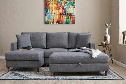 Eva – Grey L Shape Corner Sofa | Designer Sectional for Living Room