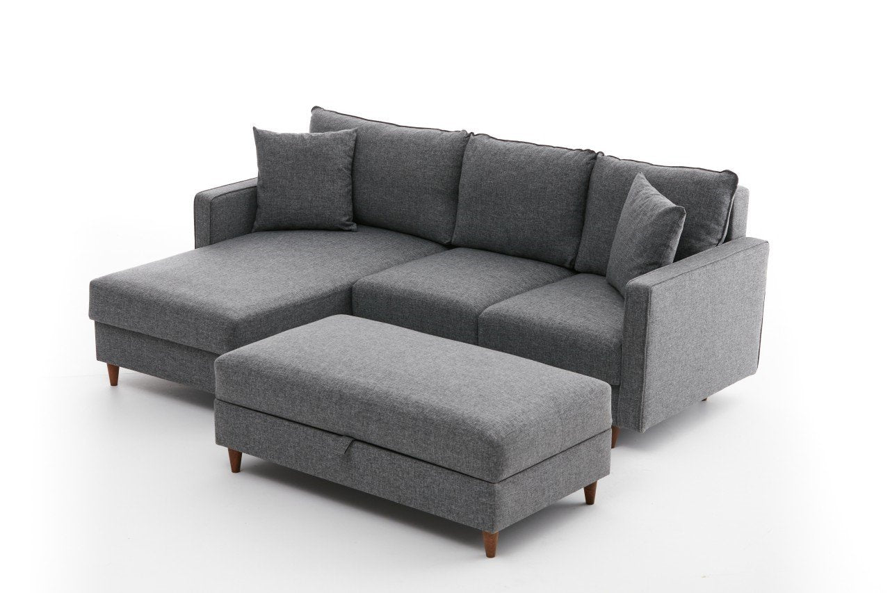 Eva – Grey L Shape Corner Sofa | Designer Sectional for Living Room