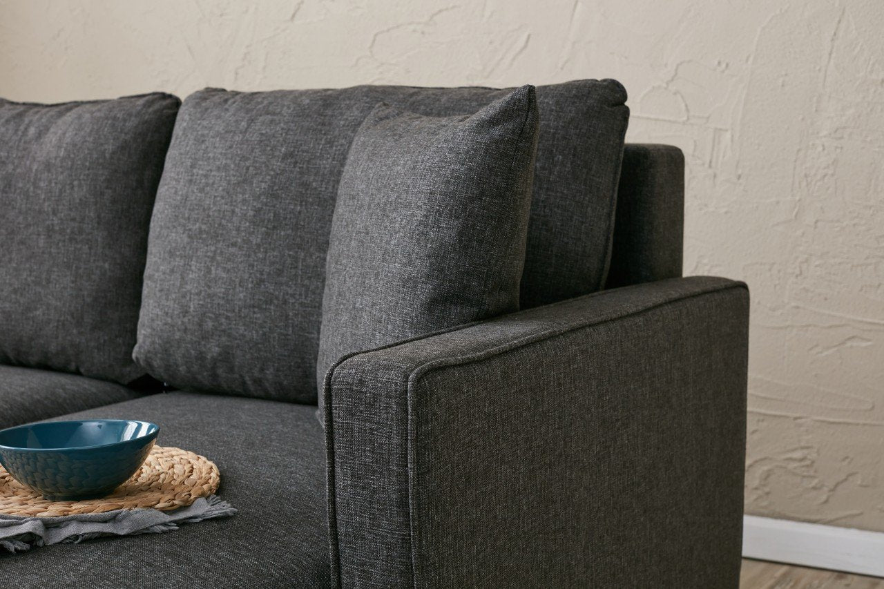 Eva – Anthracite L Shape Corner Sofa | Designer Sectional for Living Room