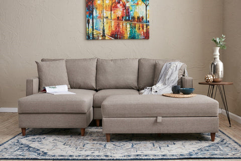 Eva – Cream L Shape Corner Sofa | Designer Sectional for Living Room