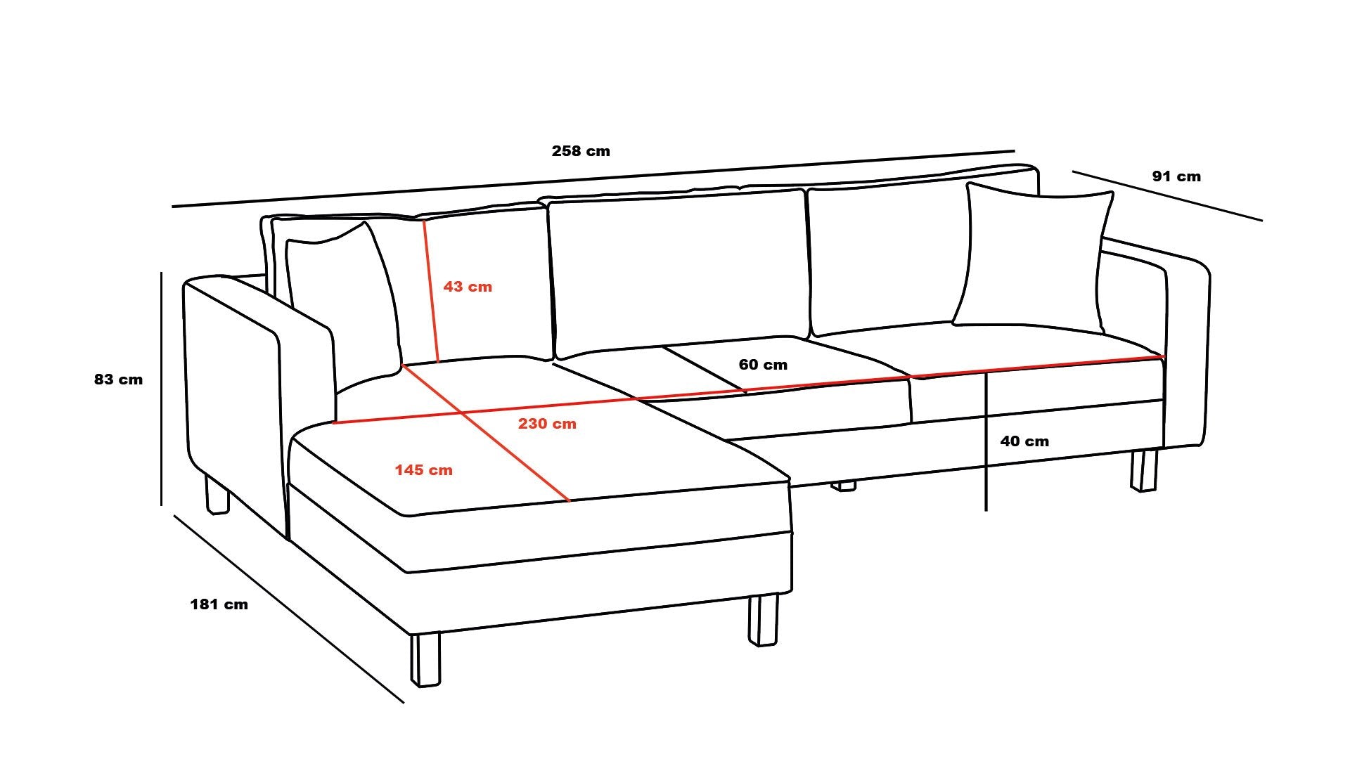 Berlin – Cream
Black L Shape Corner Sofa | Designer Sectional for Living Room