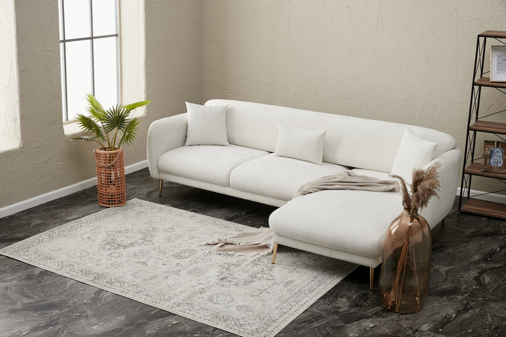 Simena – Cream
Gold L Shaped Corner Sofa Bed | Modular Sectional