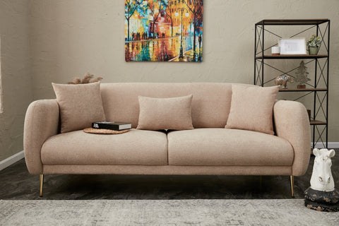 Simena - Beige 3-Seater Sofa Bed - | Large Pull-Out Couch for Guests
gold