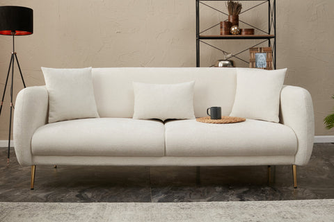 Simena - Cream 3-Seater Sofa Bed | Large Pull-Out Couch for Guests
gold