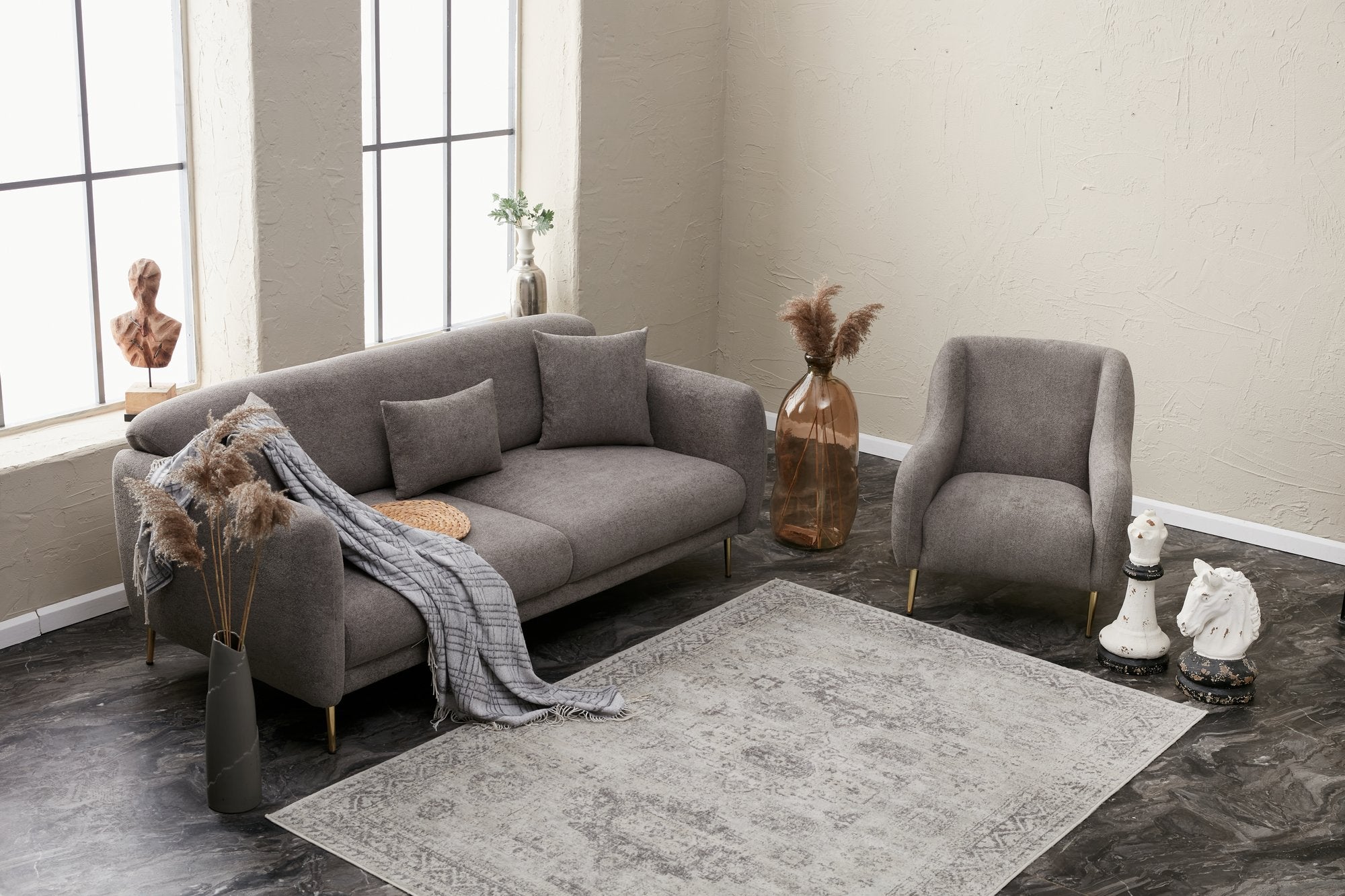 Simena - Grey 3-Seater Sofa Bed | Large Pull-Out Couch for Guests
gold
